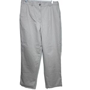 L.L.Bean Chino Pants Womens 16 Khaki Original Fit Elastic Back Cotton 209459